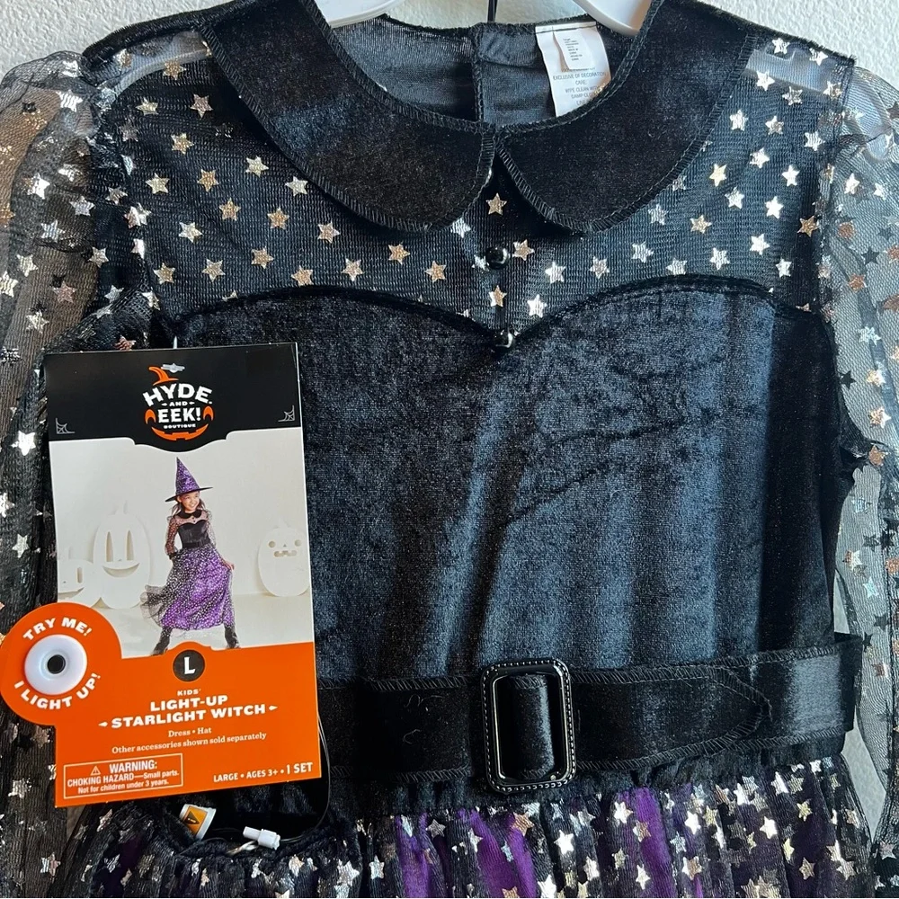 Light up Starlight Witch Halloween Costume Tulle Celestial includes Hat Kids Lrg